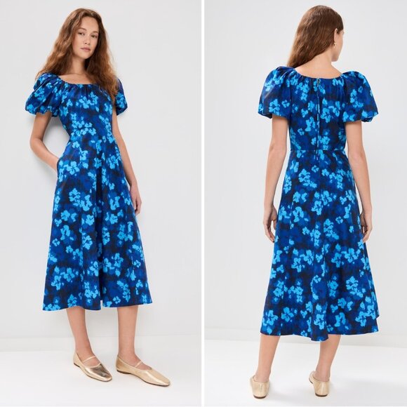 Ulla Johnson Blue Floral Midi Dress - Picture 1 of 7